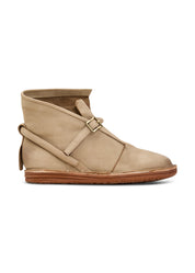 Brown leather comfort shoes with buckle closure