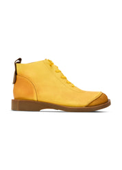 Mustard leather combination high shoes