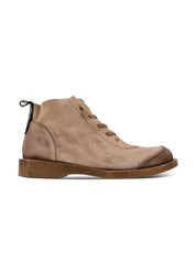 Brown leather combination high shoes