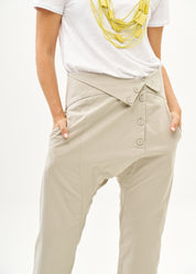Stone Buttoned Folded Belt Pants
