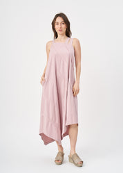 Asymmetrical camisole dress with pink stitching