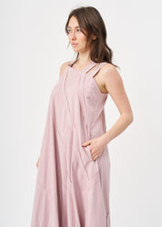 Asymmetrical camisole dress with pink stitching