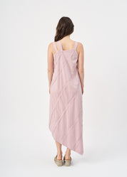 Asymmetrical camisole dress with pink stitching