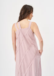 Asymmetrical camisole dress with pink stitching