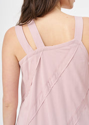 Asymmetrical camisole dress with pink stitching