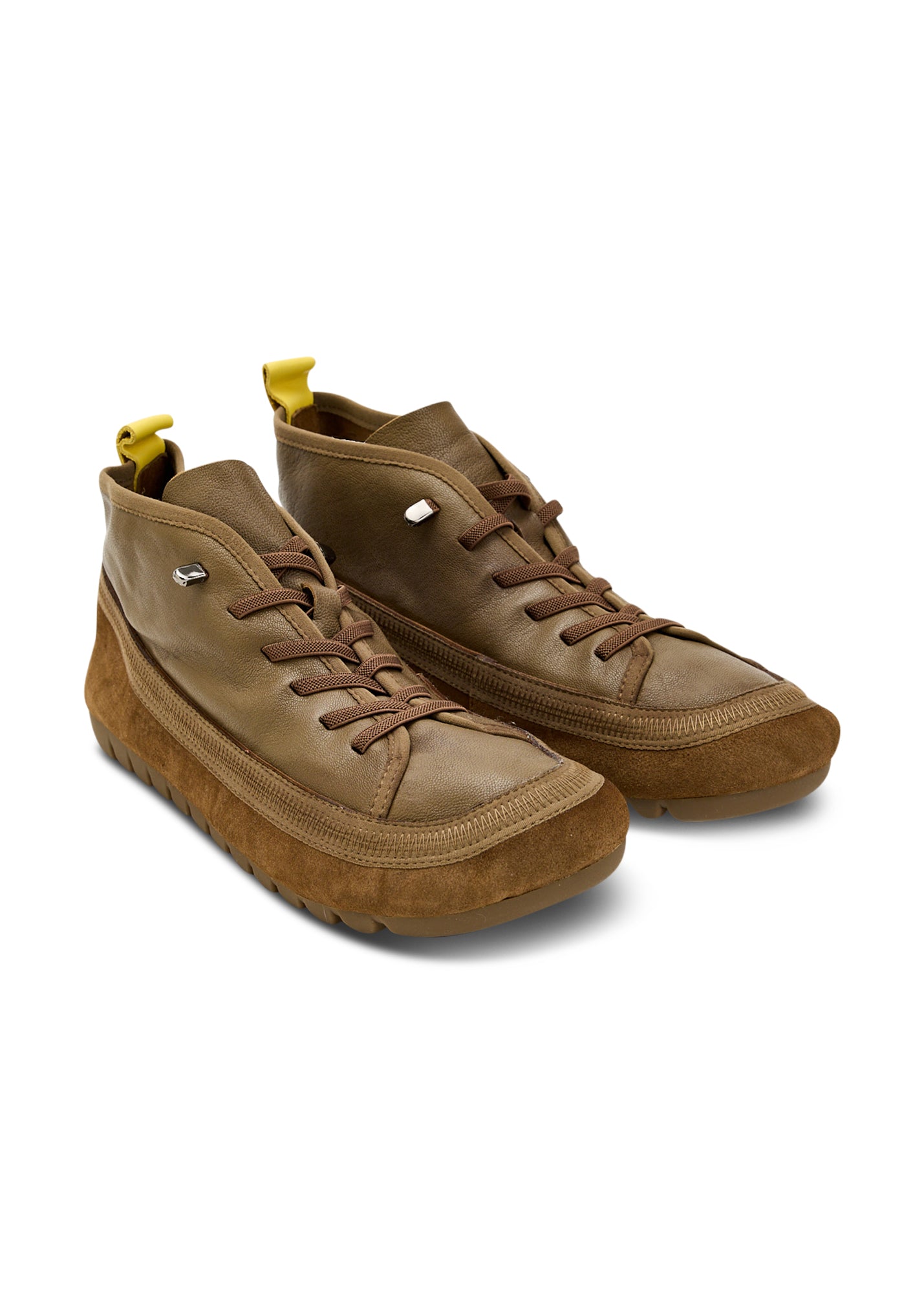 Women's soft leather shoes with brown rubber laces