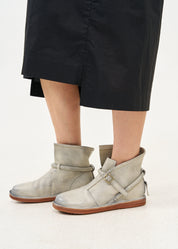 Grey buckle closure leather comfort shoes