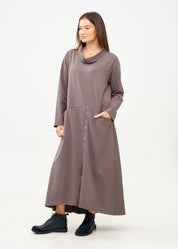 Dark gray turtleneck long sleeve zipper dress