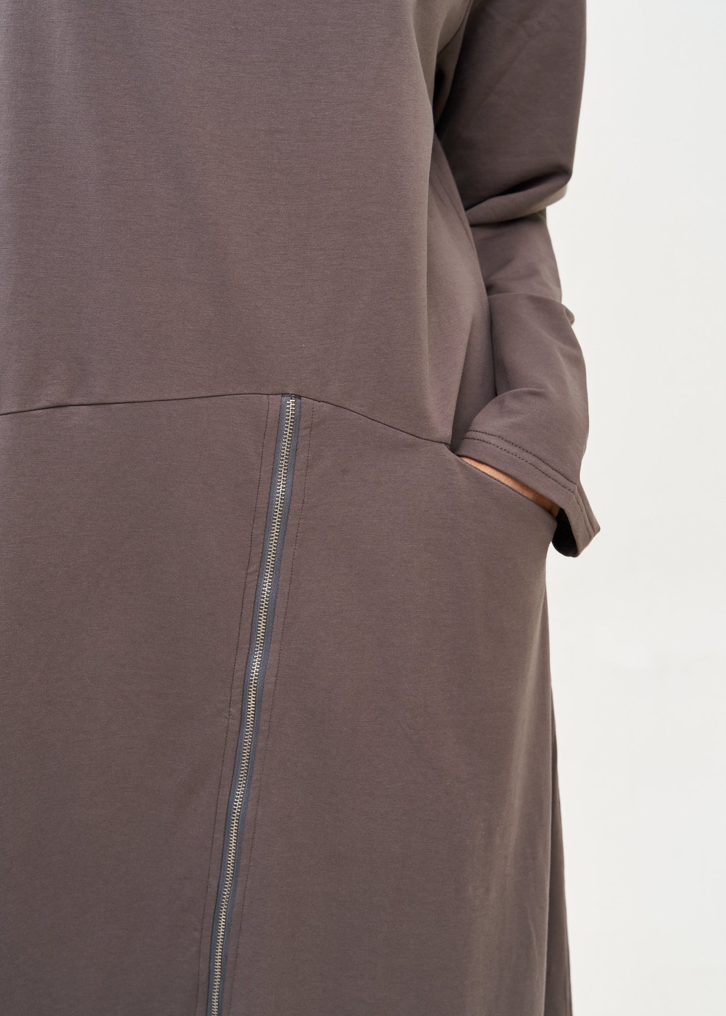 Dark gray turtleneck long sleeve zipper dress