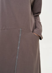 Dark gray turtleneck long sleeve zipper dress