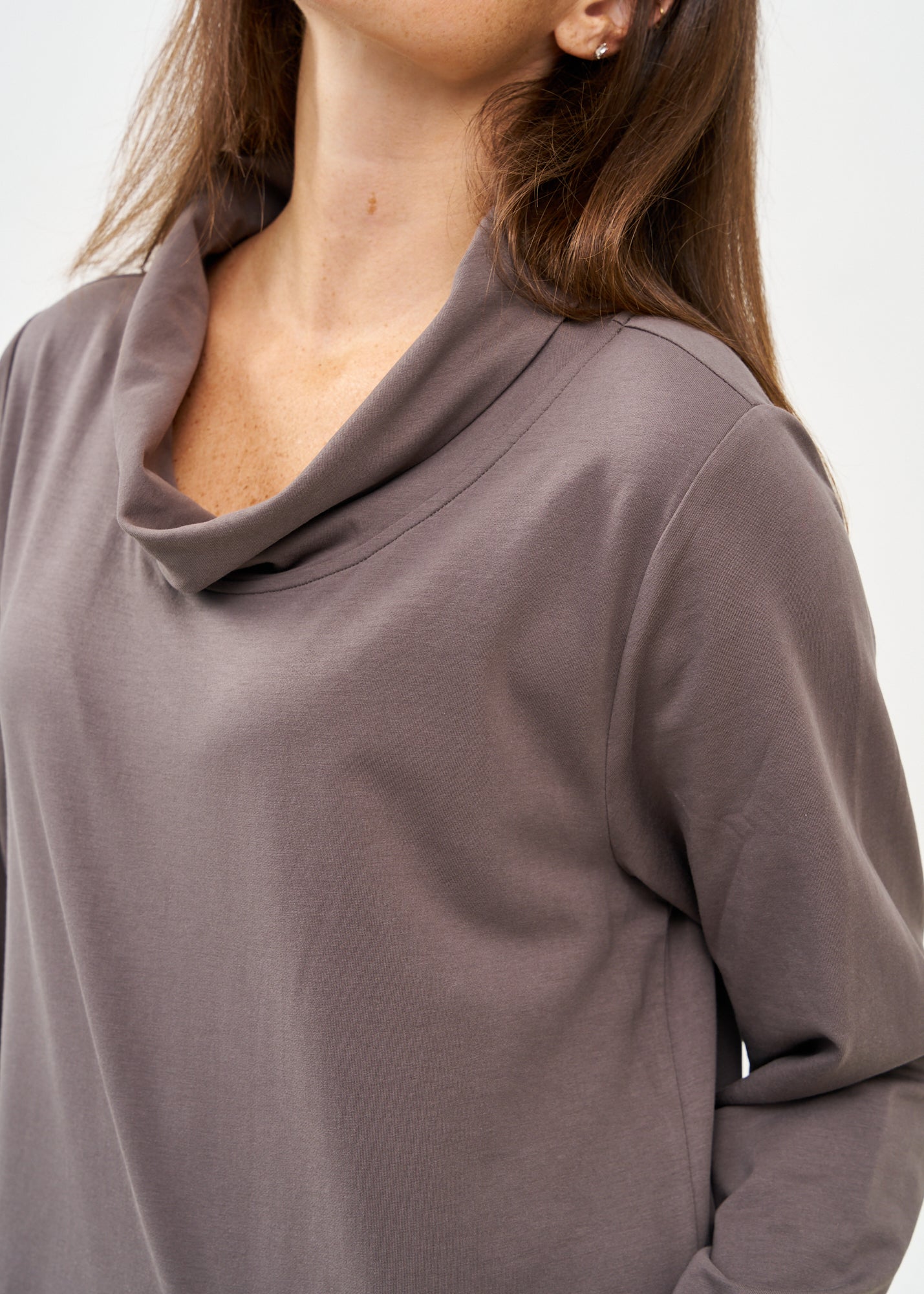 Dark gray turtleneck long sleeve zipper dress