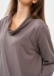 Dark gray turtleneck long sleeve zipper dress
