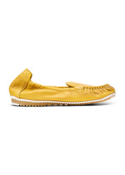 Women's yellow soft leather moccasins