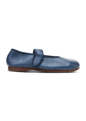 Doll shoes with a blue top stripe