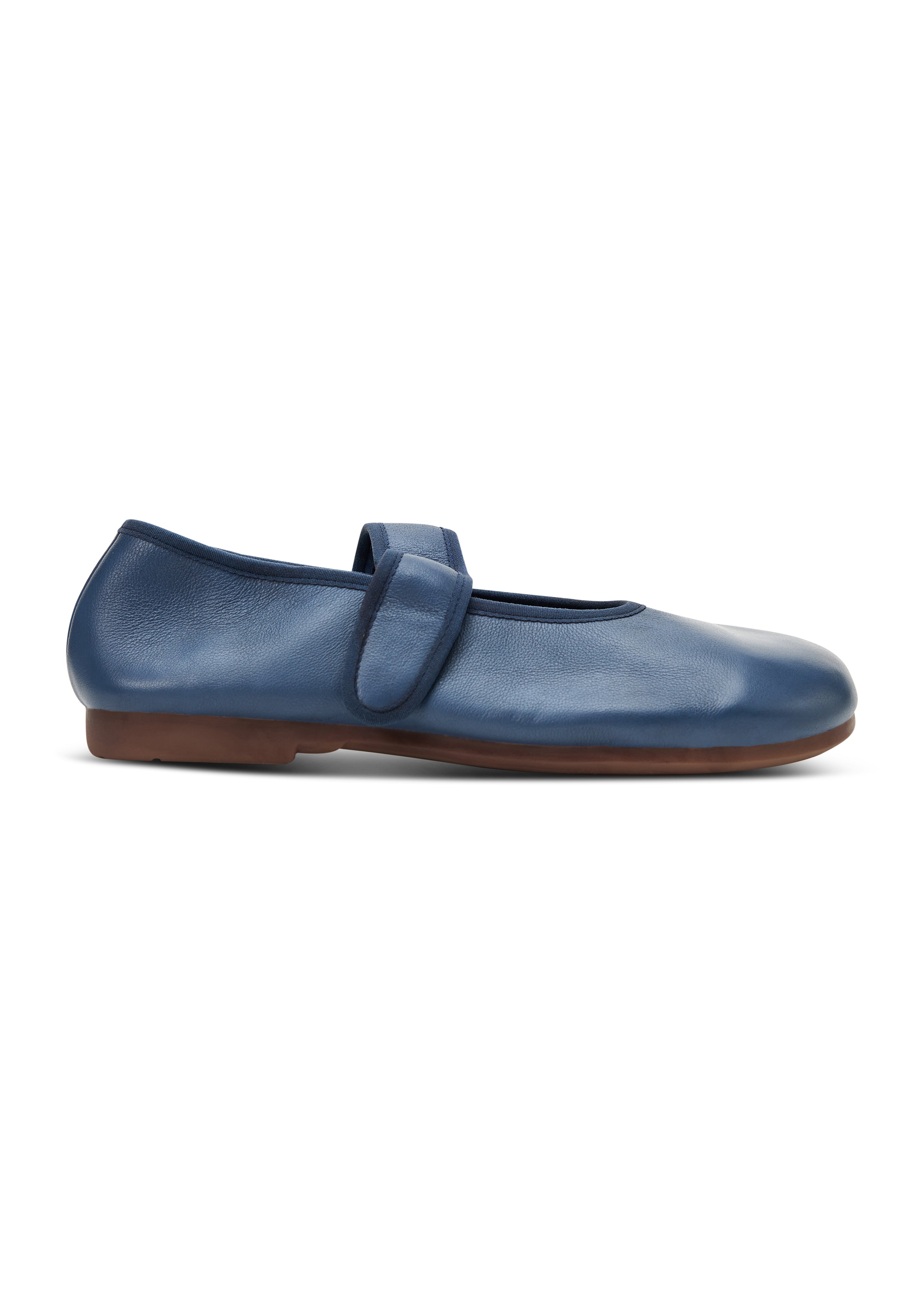 Doll shoes with a blue top stripe