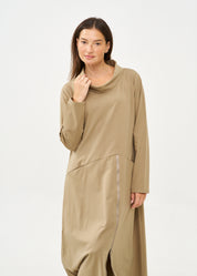 Brown long sleeve turtleneck and zipper dress