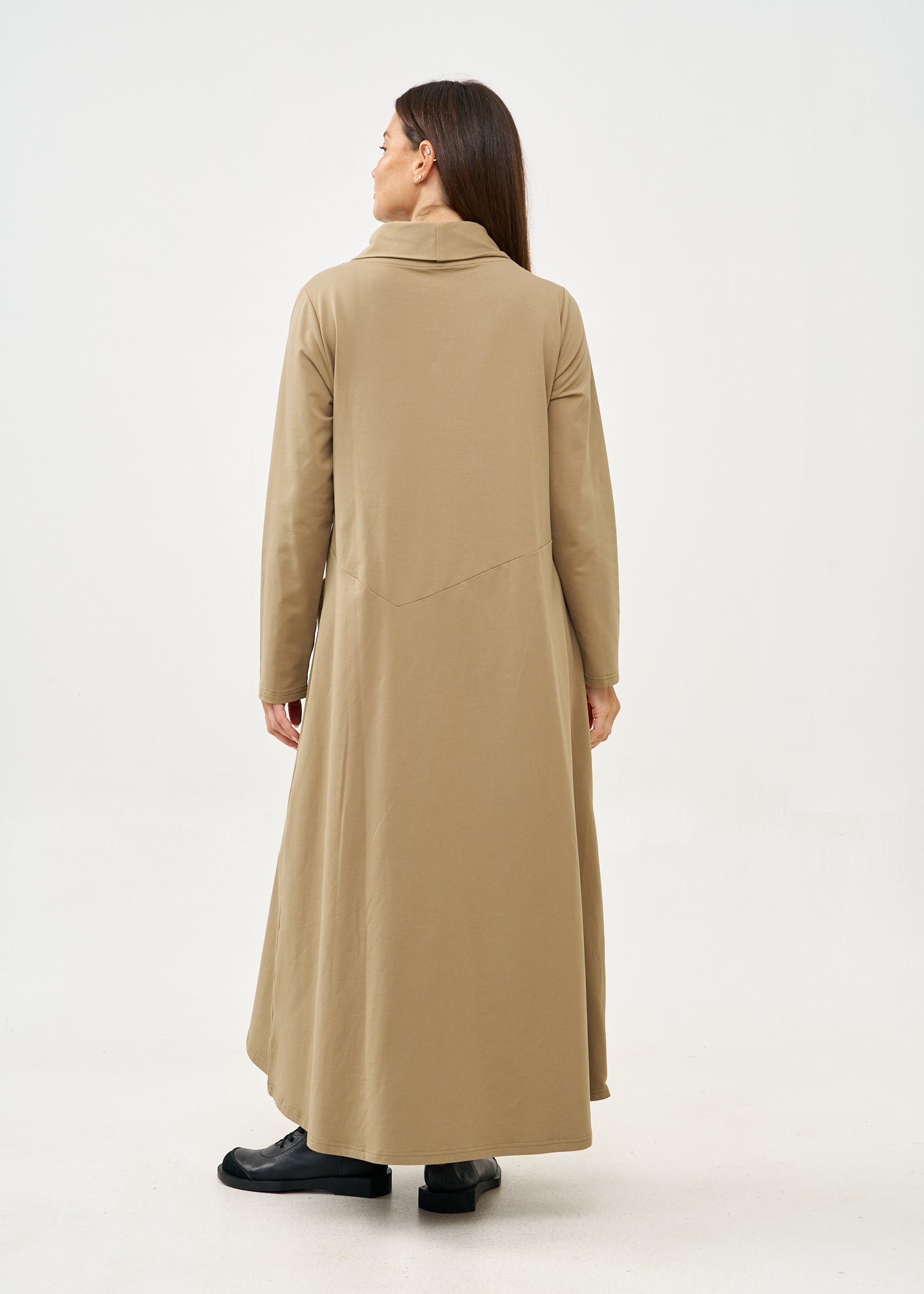 Brown long sleeve turtleneck and zipper dress
