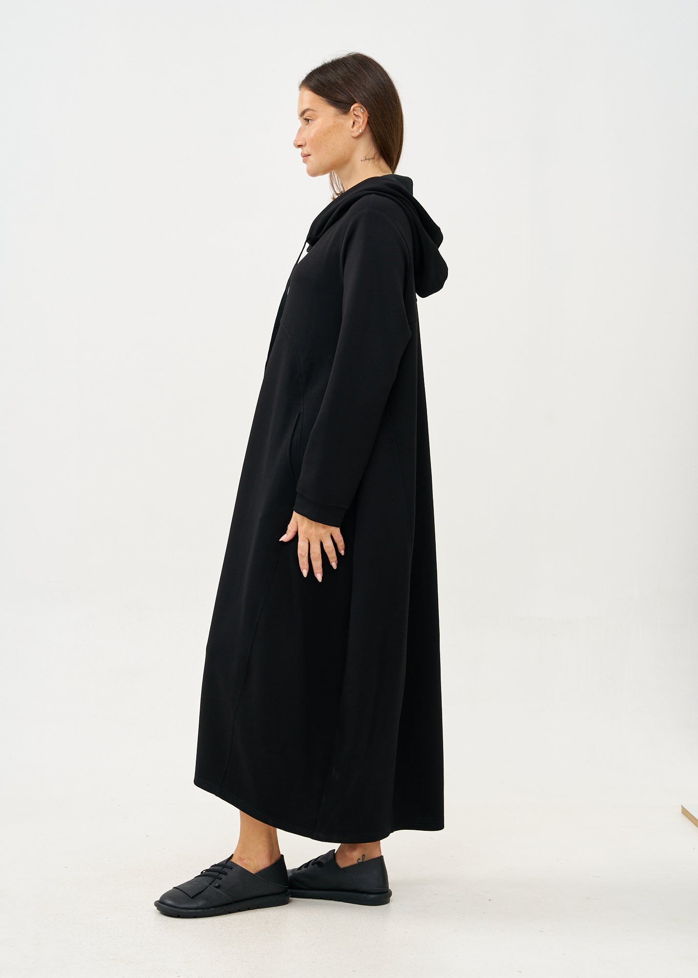 Black long sleeve hooded dress