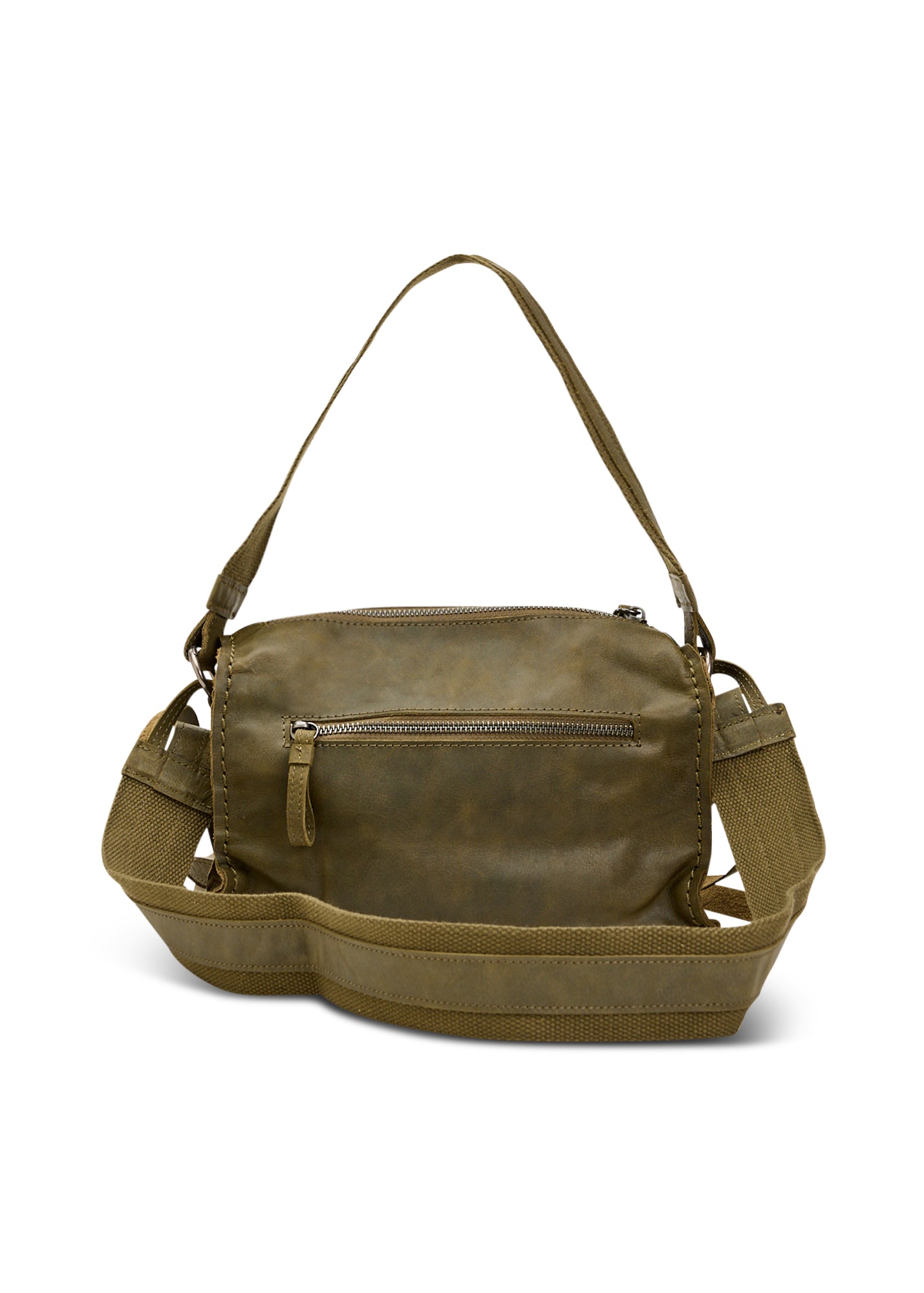 Rectangular leather bag with adjustable strap, brown