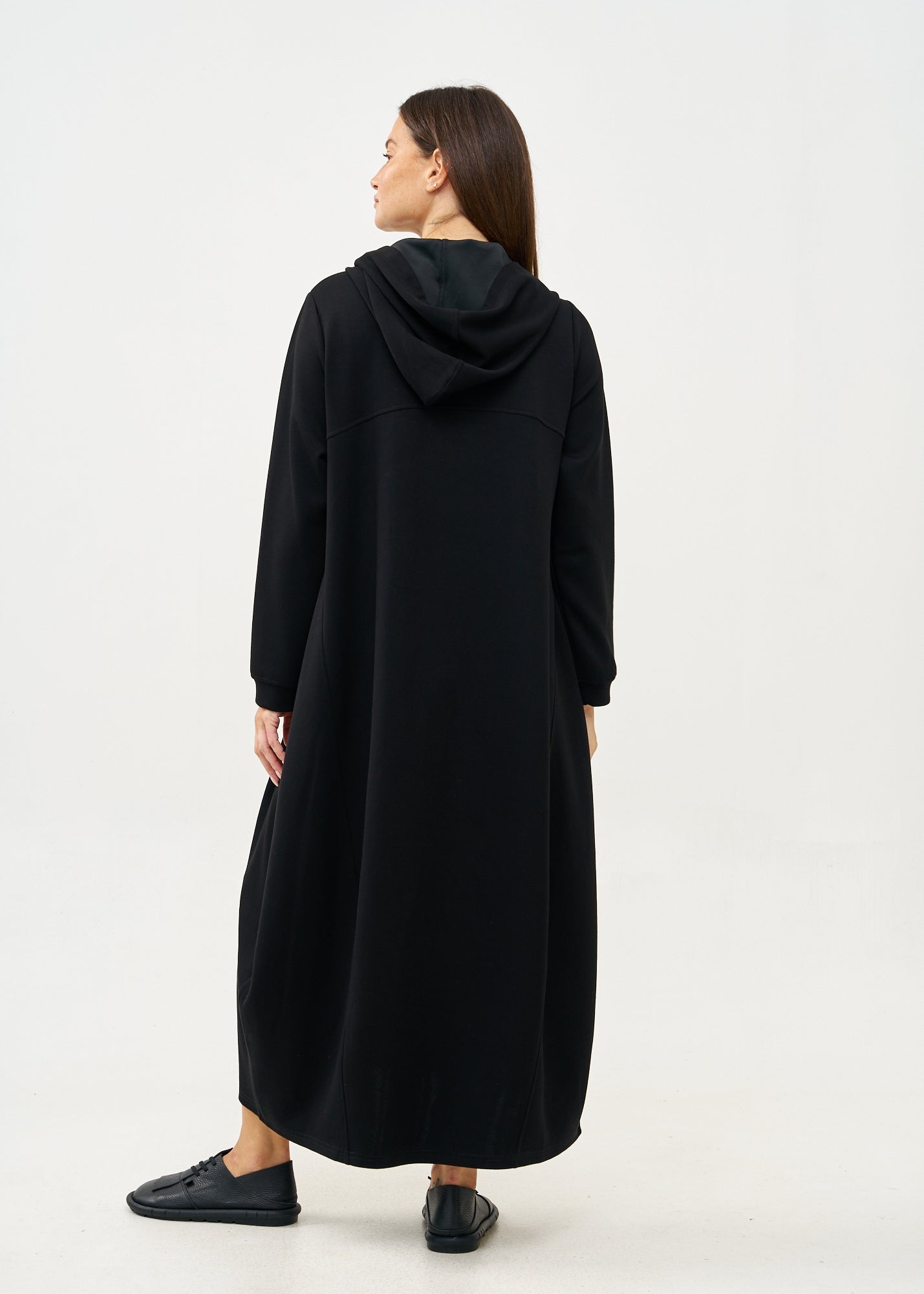 Black long sleeve hooded dress