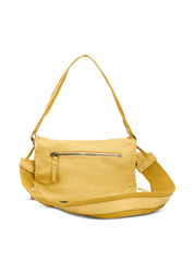 Rectangular leather bag with adjustable strap, yellow