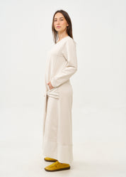 Beige long sleeve tie waist dress