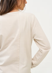 Beige long sleeve tie waist dress