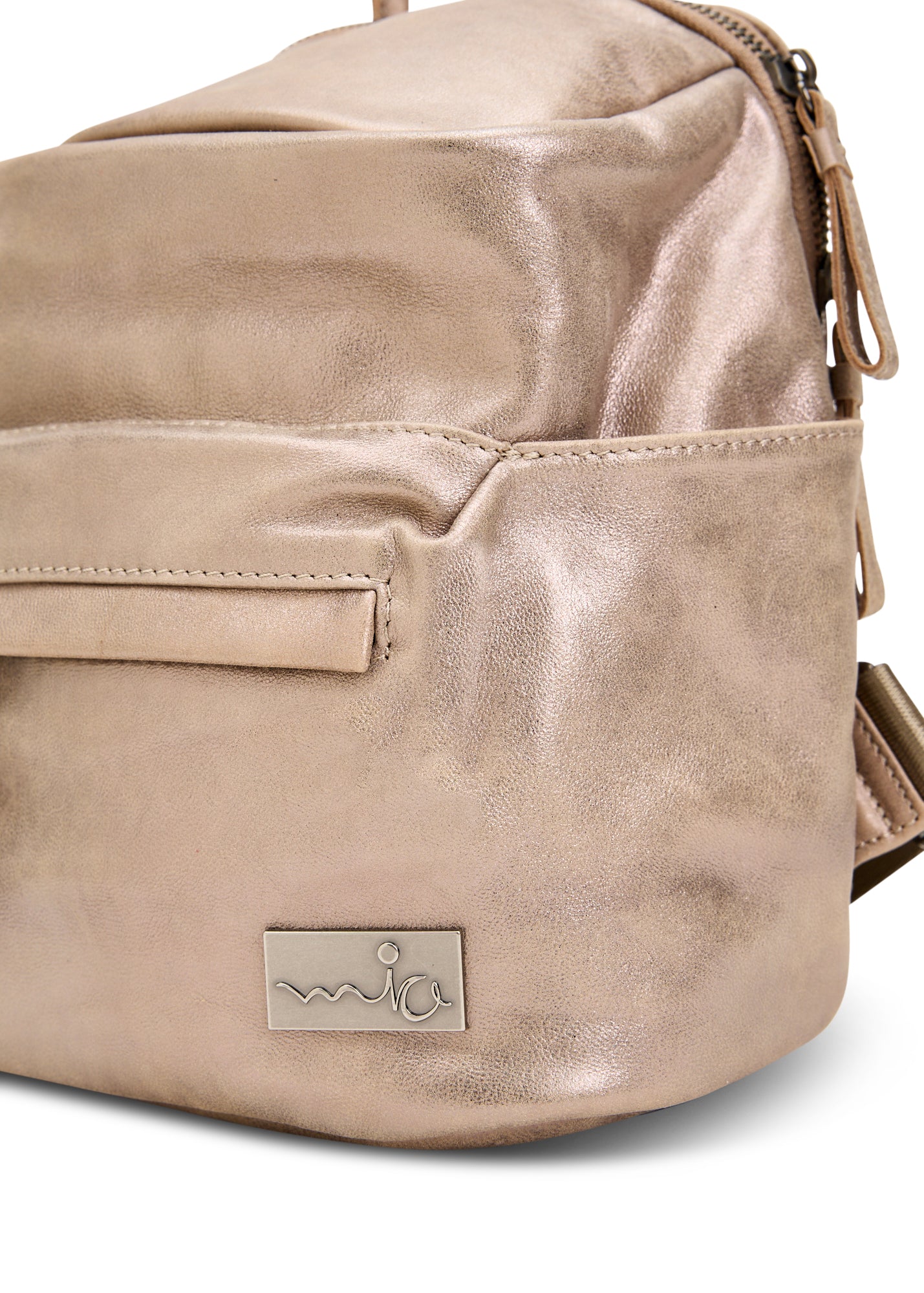 Small beige leather backpack