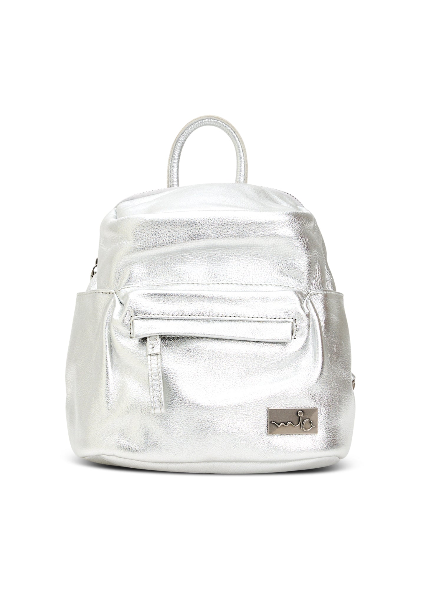 Small silver leather backpack