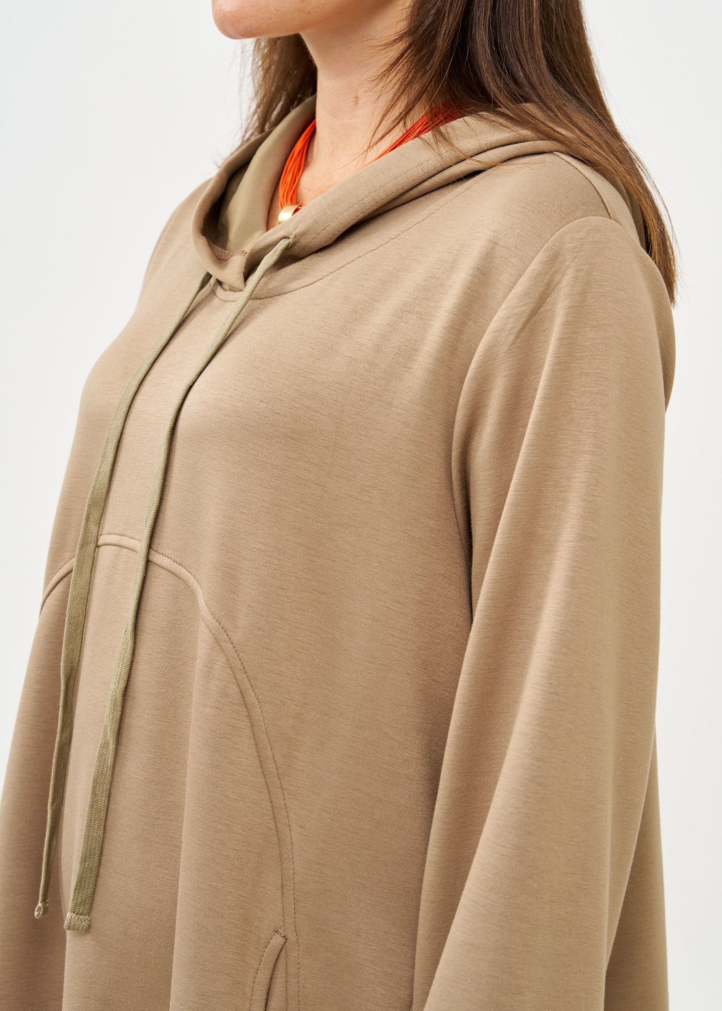 Brown long sleeve hooded dress
