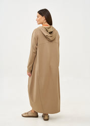 Brown long sleeve hooded dress