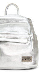 Small silver leather backpack