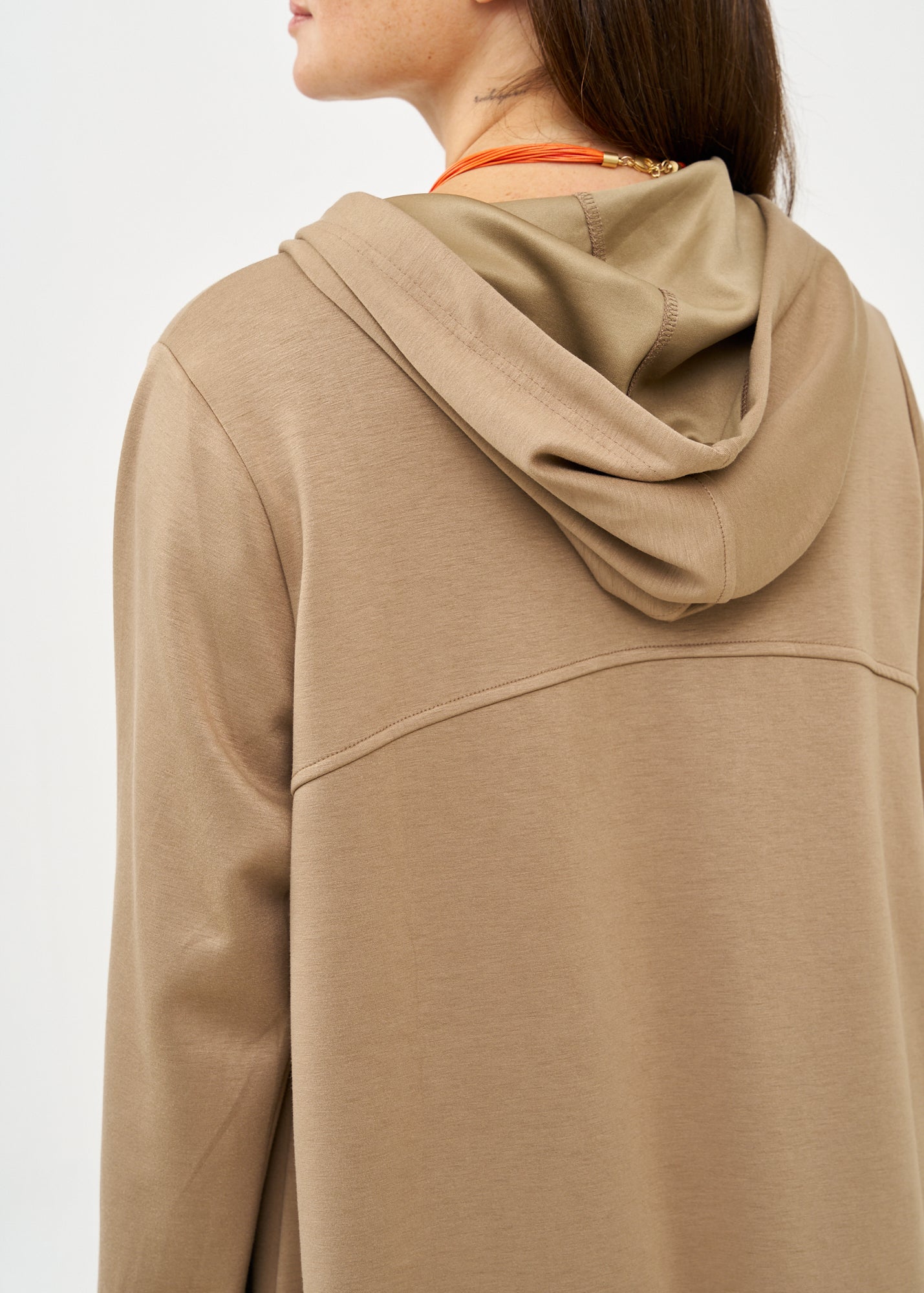 Brown long sleeve hooded dress