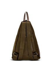 Green color combination triangular leather backpack