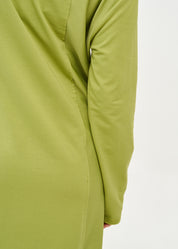 Green long sleeve tie waist dress