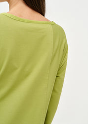 Green long sleeve tie waist dress