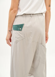 Pants with pockets, color block, folded cuff, gray