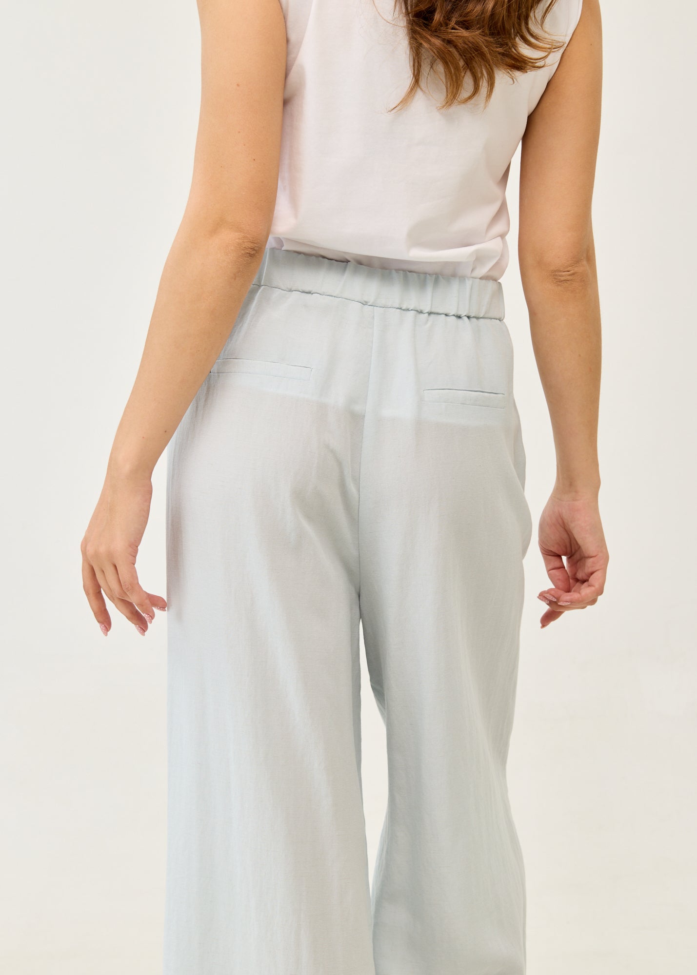 Light Blue Linen Wide Leg Pants
