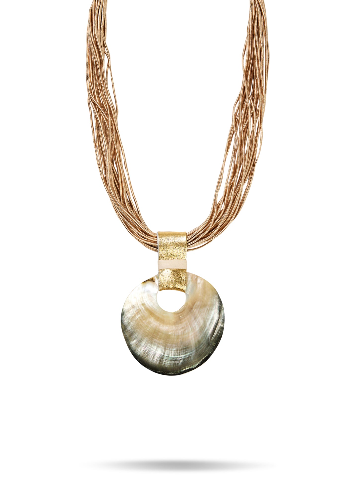 Handmade necklace, twisted wires and gold shell