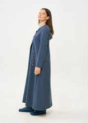 Long sleeve dress with hat and zipper, dark blue