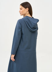 Long sleeve dress with hat and zipper, dark blue
