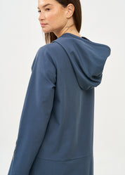Long sleeve dress with hat and zipper, dark blue