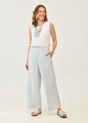 Light Blue Linen Wide Leg Pants