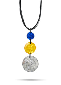 Necklace of 3 resin circles on colored thread - 99