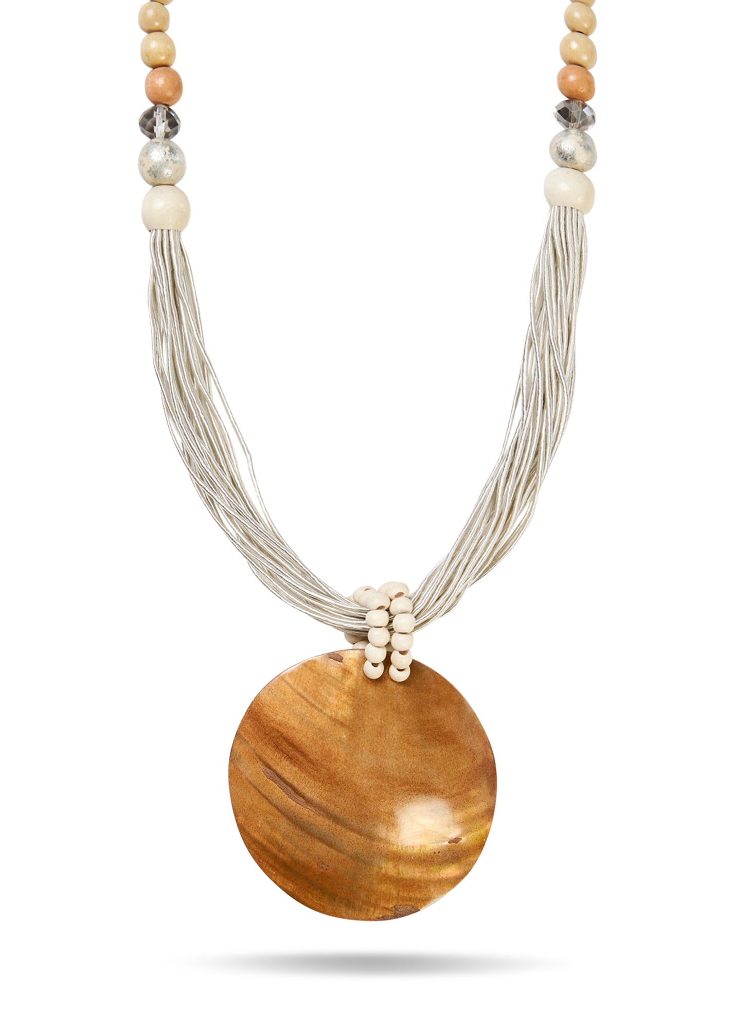 Handmade necklace with large white painted shell