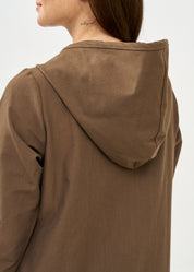 Long sleeve dress with hat and brown zipper