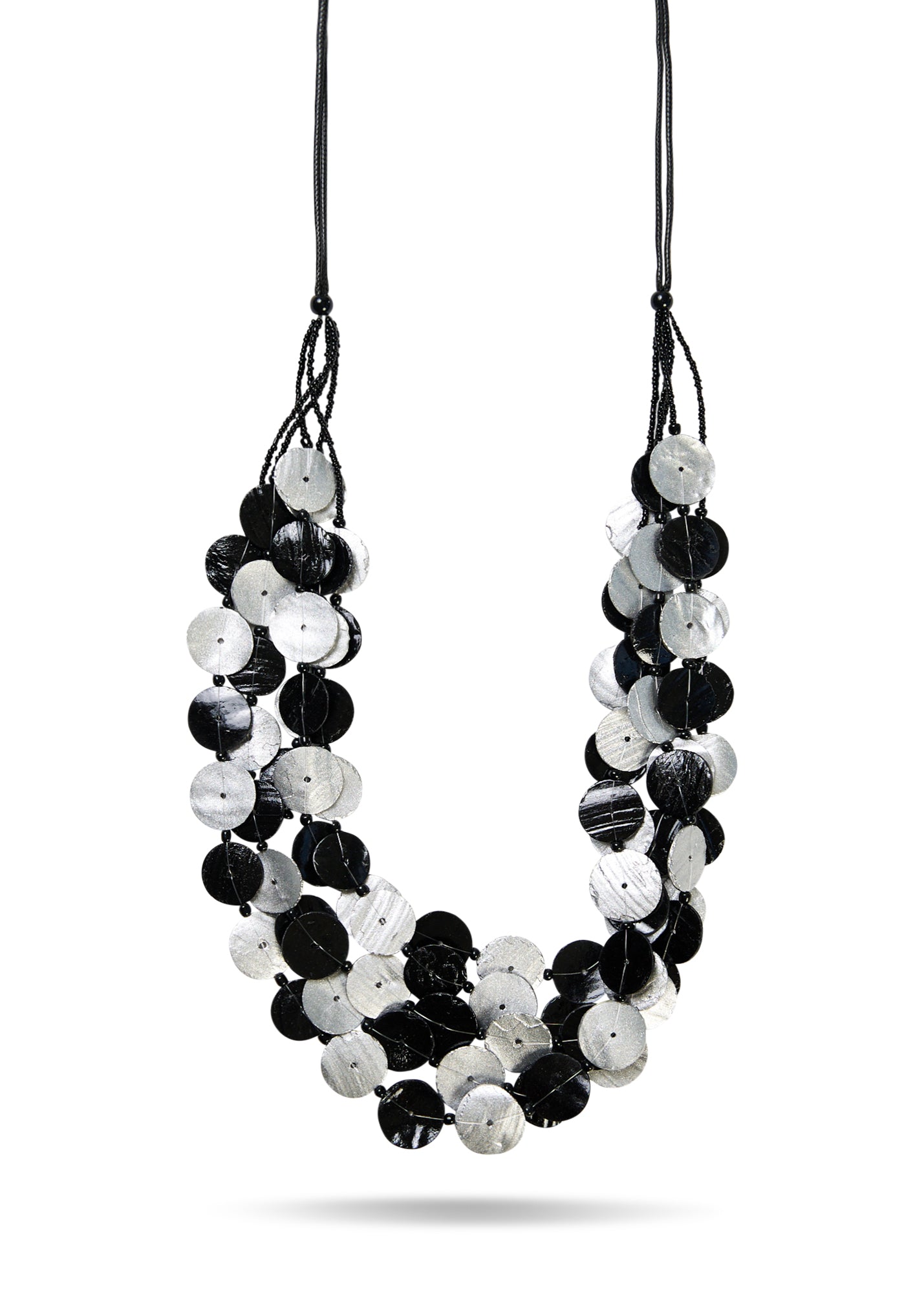 Shell necklace mix colors silver black
