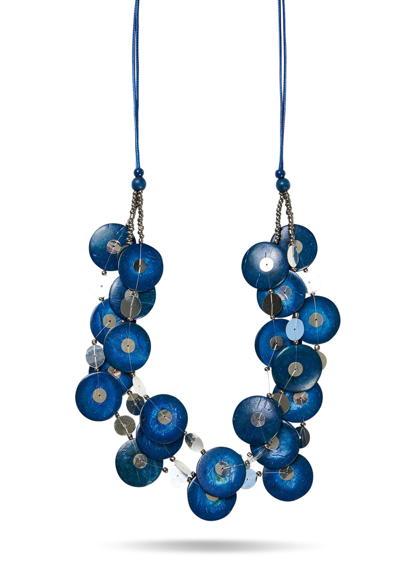 Blue colorful circle row necklace