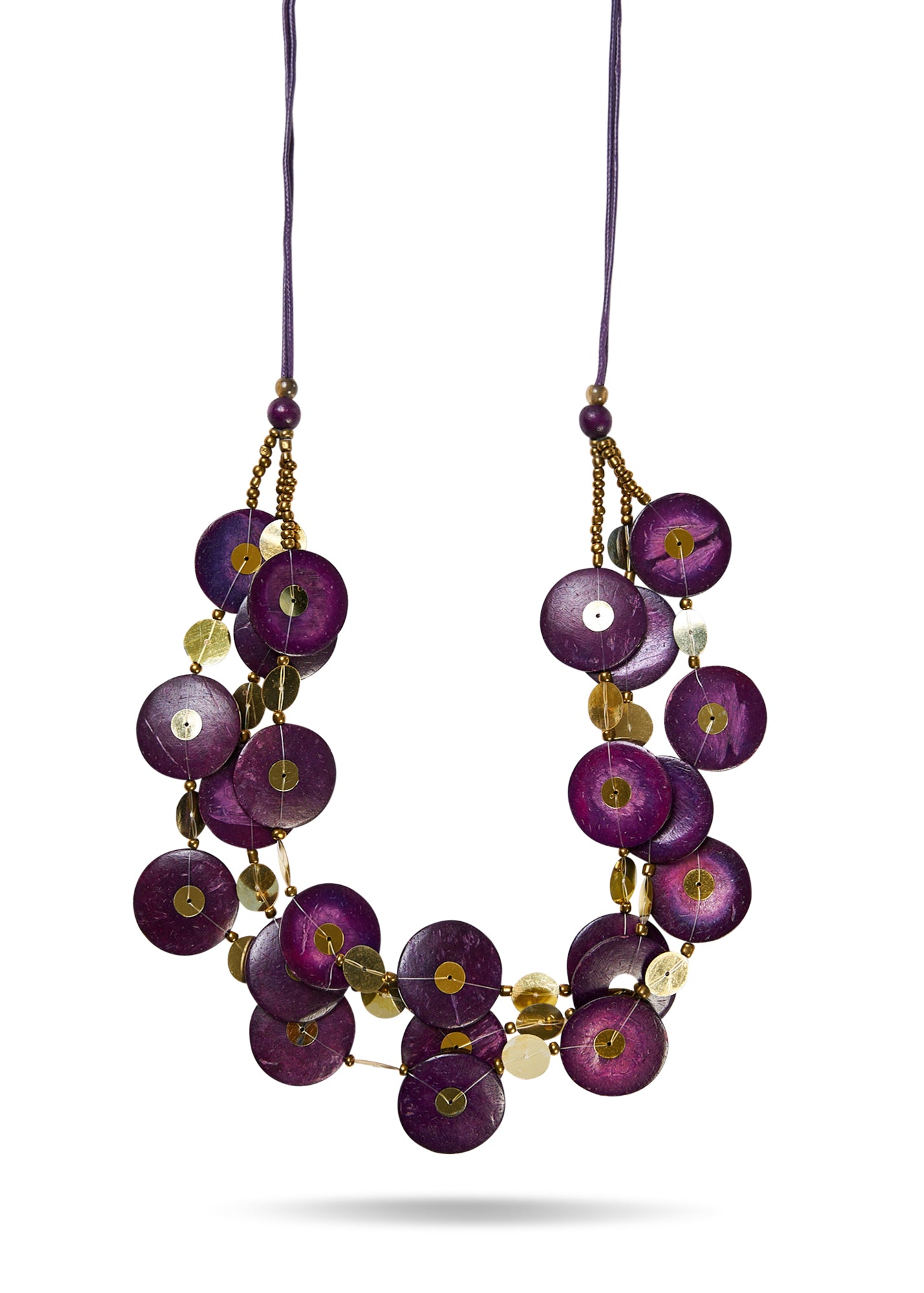 Purple colorful circle row necklace