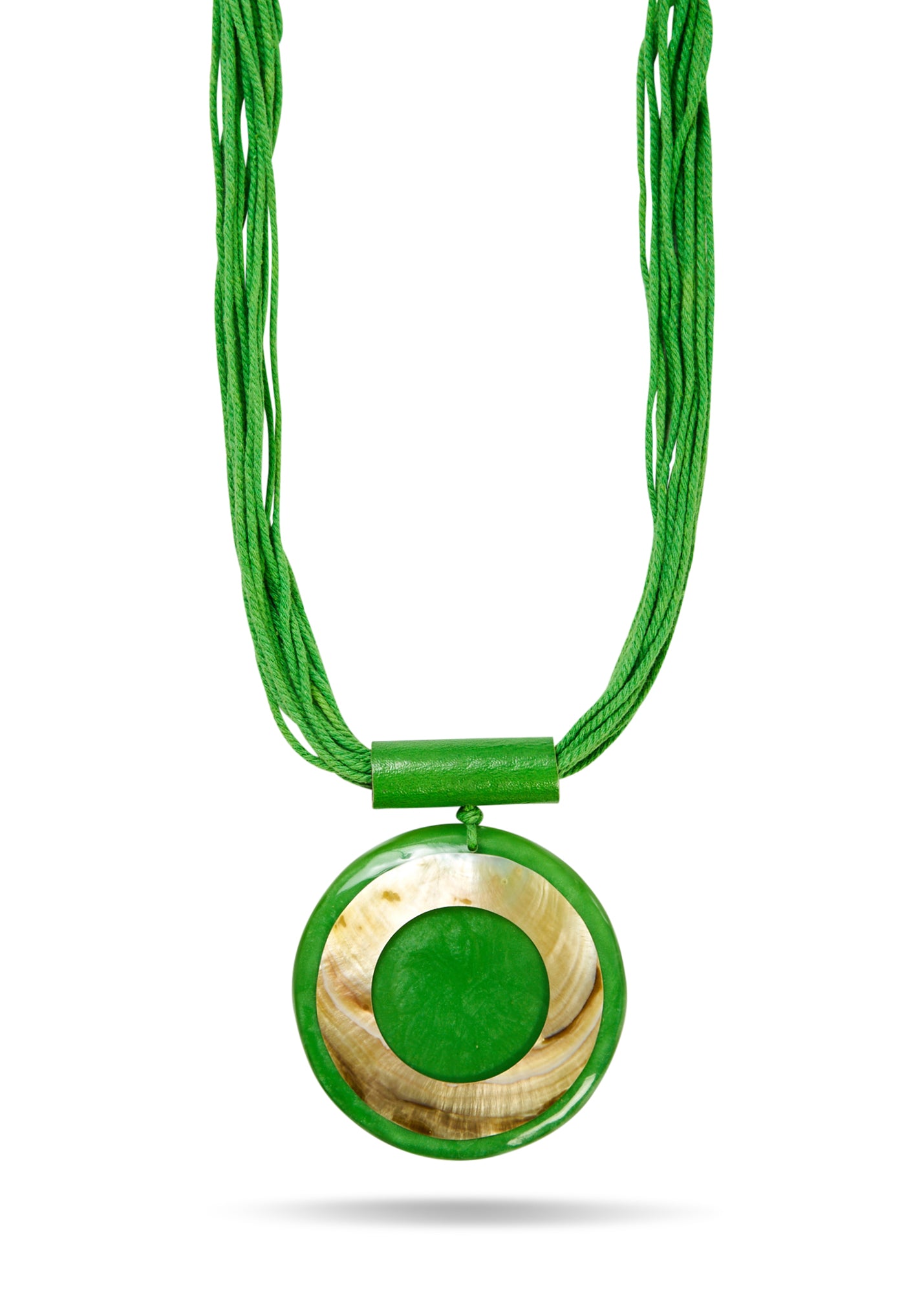 Large Green Round Glass Pendant Necklace